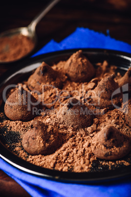 Homemade truffles with dark chocolate