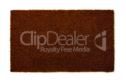 Blank Dark Brown Welcome Mat Isolated on White Background
