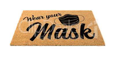 Wear Your Mask Welcome Door Mat Isolated on White Background