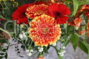 Bouquet of bright gerberas and other flowers