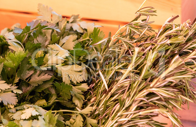 Rosemary and Green parsley at a farmers market