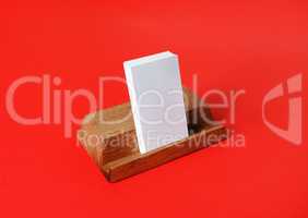 Business cards, wooden holder