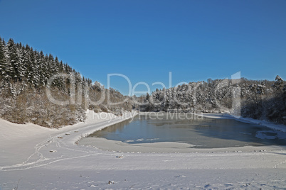 Winter Landscape Frozen lake clear winter day
