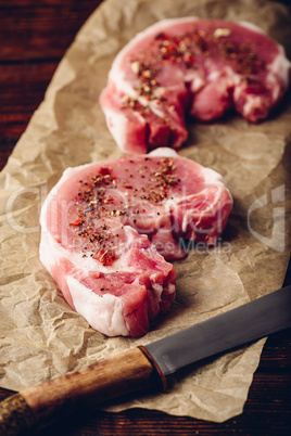 Pork loin steaks with ground spices