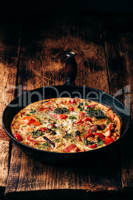 Vegetable frittata with broccoli and red pepper