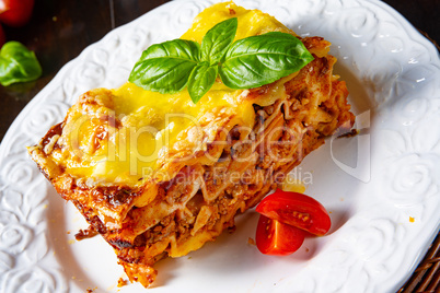 Delicious lasagne with Bolognese and bechamel sauce