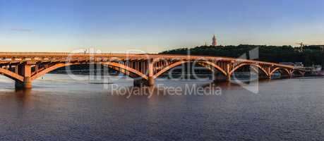 Kyiv Bridge Metro across the Dnieper River in Ukraine