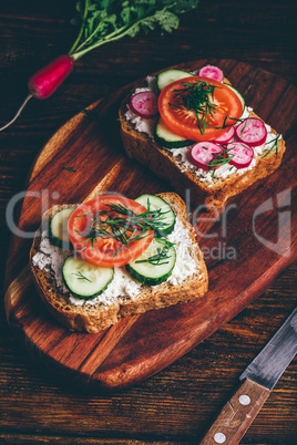 Vegetarian sandwiches with fresh vegetables