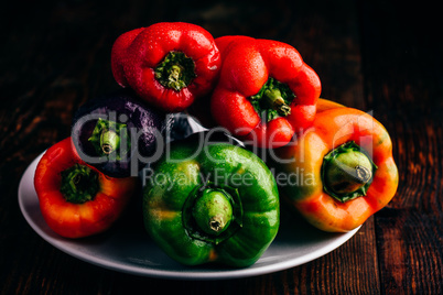 Fresh bell peppers on plate