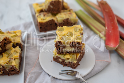 Rhabarber Schokoladen Käsekuchen