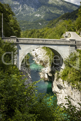 Soca Fluss in Slowenien im Sommer