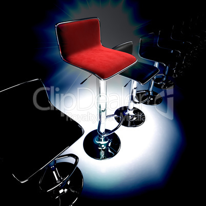Stylish bar stool. Red stylish swivel chair - isolated on white. 3D rendering