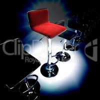Stylish bar stool. Red stylish swivel chair - isolated on white. 3D rendering