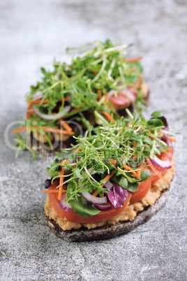 Vegetarian toast with microgreen