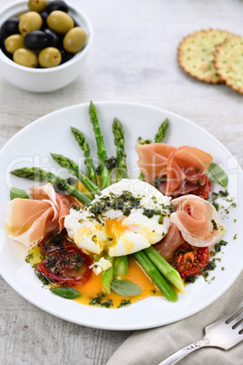 Eggs Benedict with Asparagus and Ham
