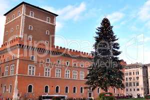 View of the famous Christmas tree in Piazza Venezia