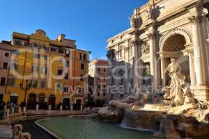 Rome, Italy - December 13th: View of the Trevi fountain with few tourists due to the Covid19 epidemic.