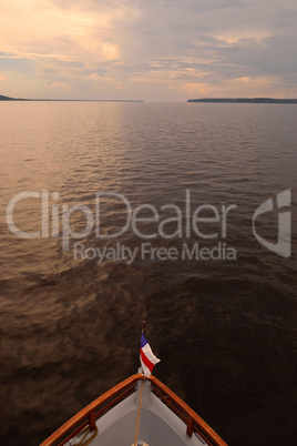 Rio Negro waters and the jungle at sunset