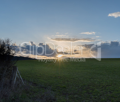 Sunset landscape in the german area Rothaargebirge