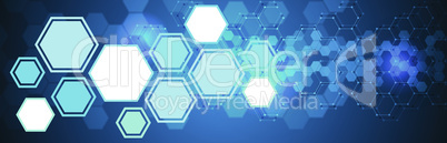 blue colored futuristic hexagonal teamwork process