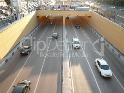 road tunnel under bridge