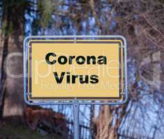 Ortsschild Corona Virus