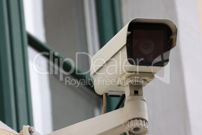 Video camera system on the wall of the building