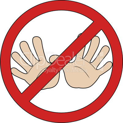 Prohibition sign with two hands