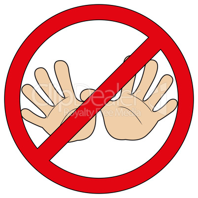 Prohibition sign with two hands