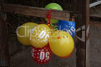 Bright colored balloons for the 50th anniversary