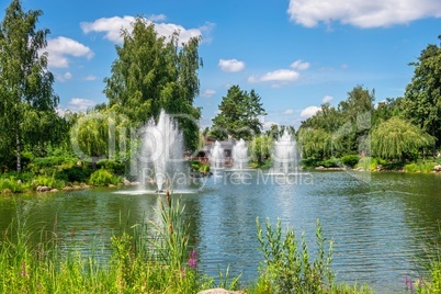 Public park of the Mezhyhirya Residence in Kyiv, Ukraine