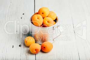 Mellow apricots in metal mug