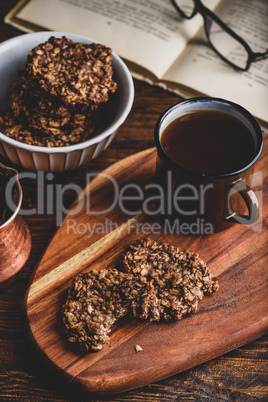 Banana oatmeal cookies with coffee