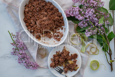 Rhabarber Schokoladen Crumble