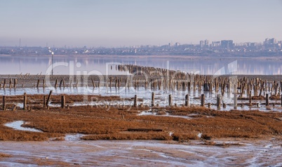 Drying Lake Kuyalnik in Odessa, Ukraine