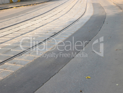 street railway at autumn day