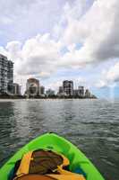 Skyline of Clam Pass from the ocean on a kayak in Naples
