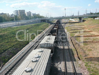 goods train with bulk cargo