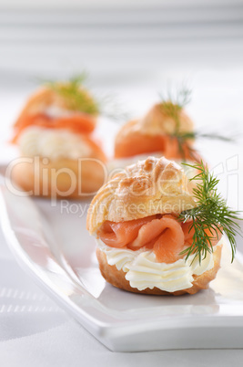 Profiteroles with salmon