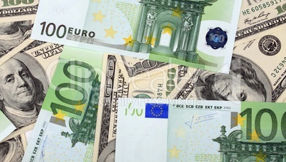 dollar and euro banknote