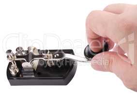 Hand with Morse Key Isolated