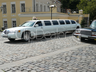 white wedding limousine