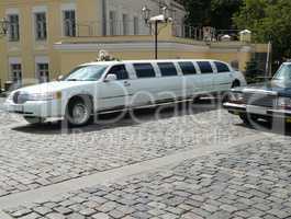 white wedding limousine