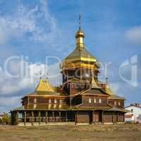 Wooden church in Sergeevka resort, Ukraine