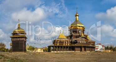 Wooden church in Sergeevka resort, Ukraine