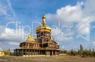 Wooden church in Sergeevka resort, Ukraine