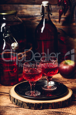 Two glasses of red homemade wine