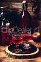 Two glasses of red homemade wine