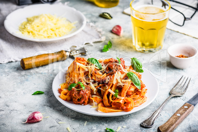 Pasta with mini meatballs