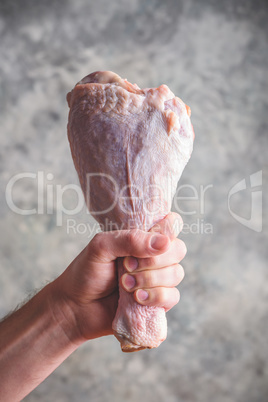 Raw turkey leg
